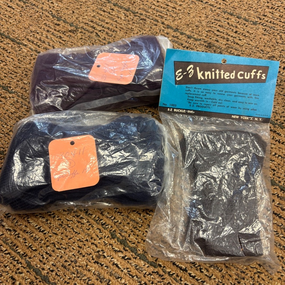 Vintage E-Z Knitted Cuffs Replacement Lot Navy Purple Jacket Repair Notions 1003